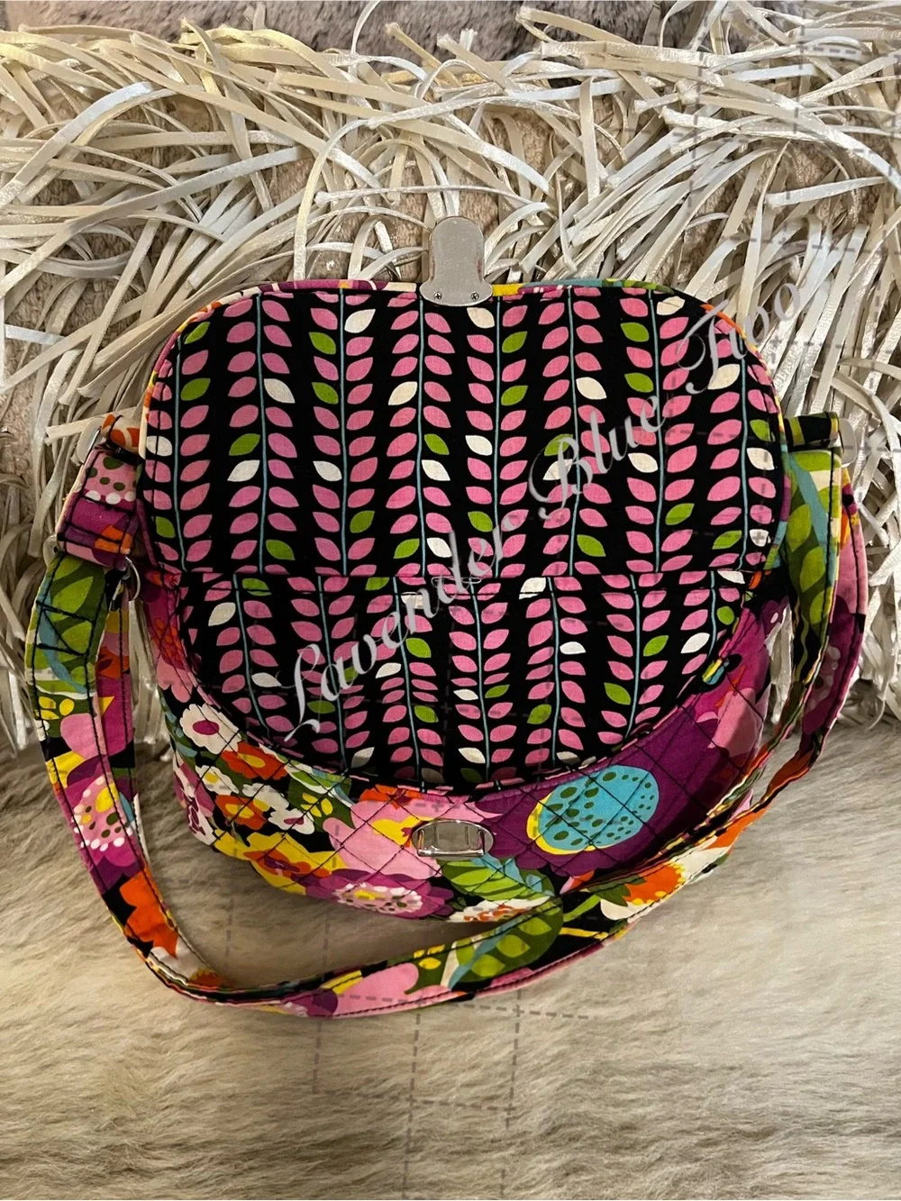 VERA BRADLEY Ziggy Zinnia  2014 Hipster Crossbody Pink Orange Floral Y2K Quilted